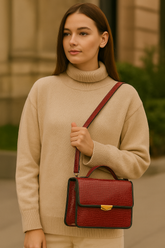 Crimson Luxe Crossbody Leather Bag